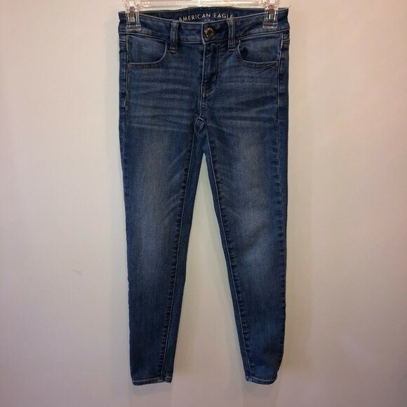 American Eagle Womens Size 00 Short Blue Next Level Stretch Jegging Skinny Jeans - Picture 4 of 12